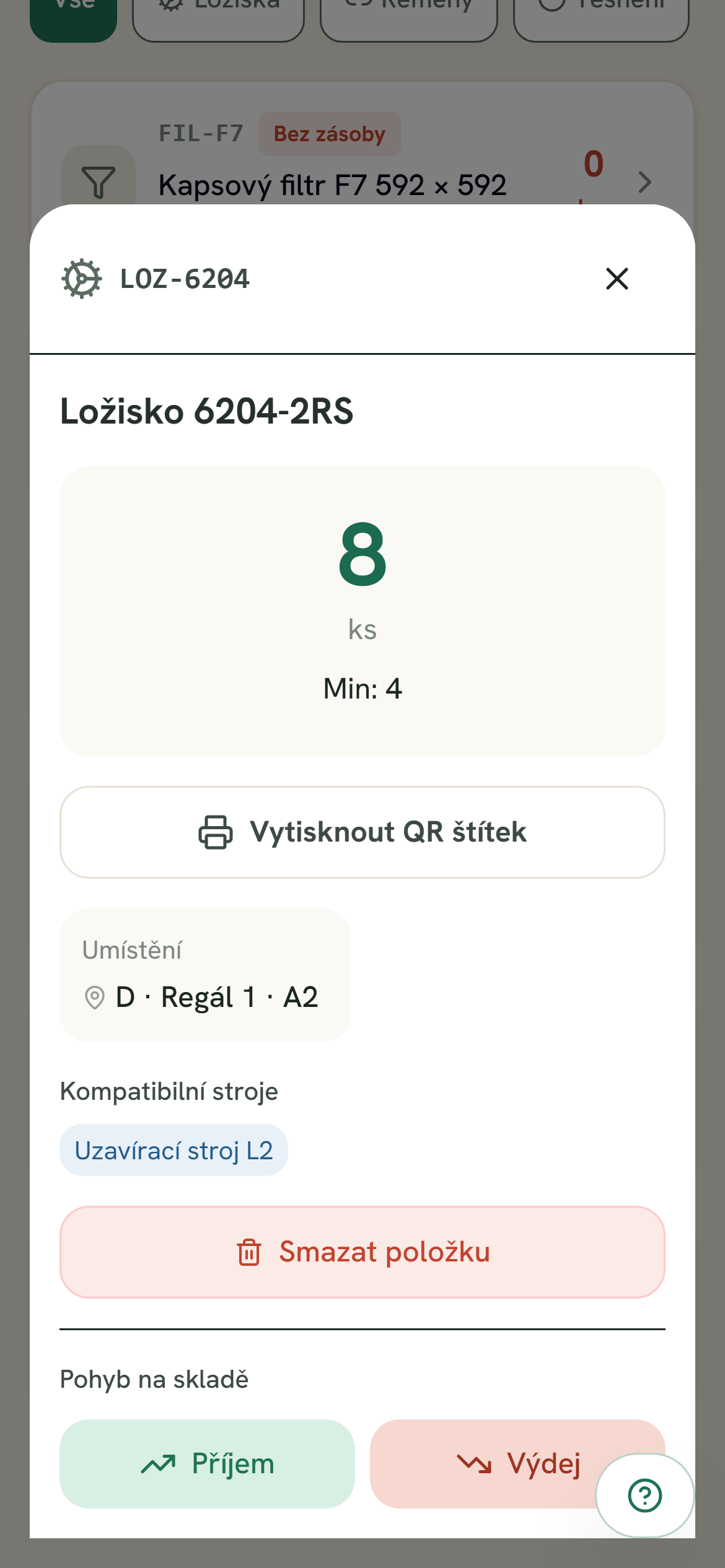 Sklad ND: ložisko, zásoba, regál a výdej